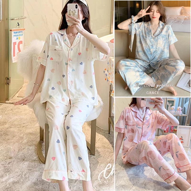 YiYiYi Ready Stock Pajamas Baju Tidur Japanese cardigan pajamas female ...