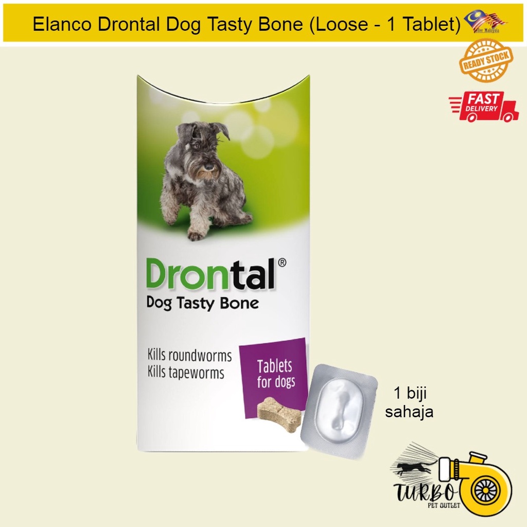 Elanco / Bayer Drontal Dog Tasty Bone Flavour 1 Tab (Loose) Shopee