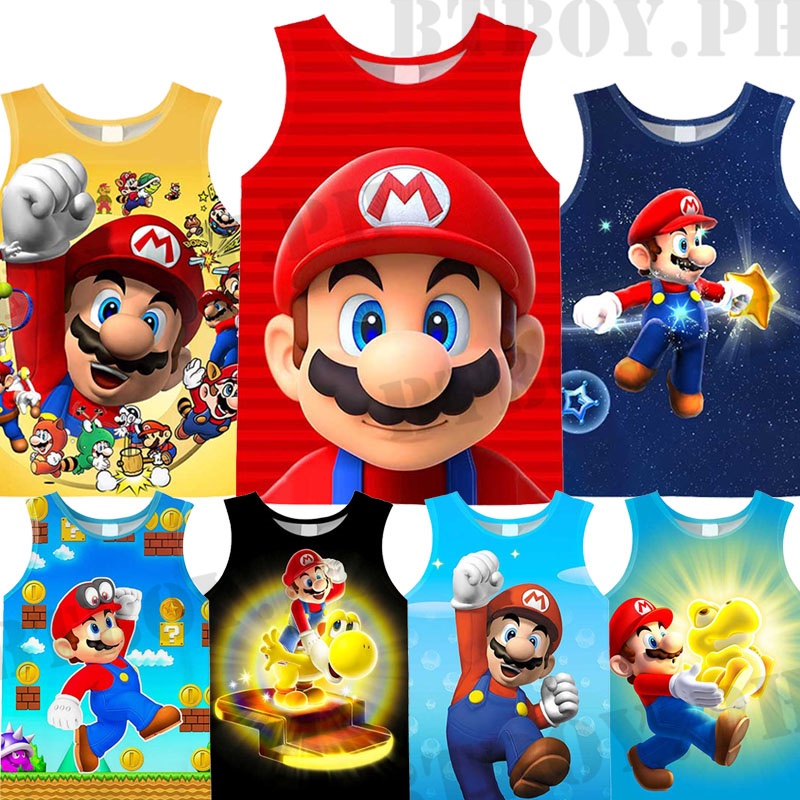 Super Mario Bros Kids Tank Top Sleeveless Games Shirt Children Summer ...