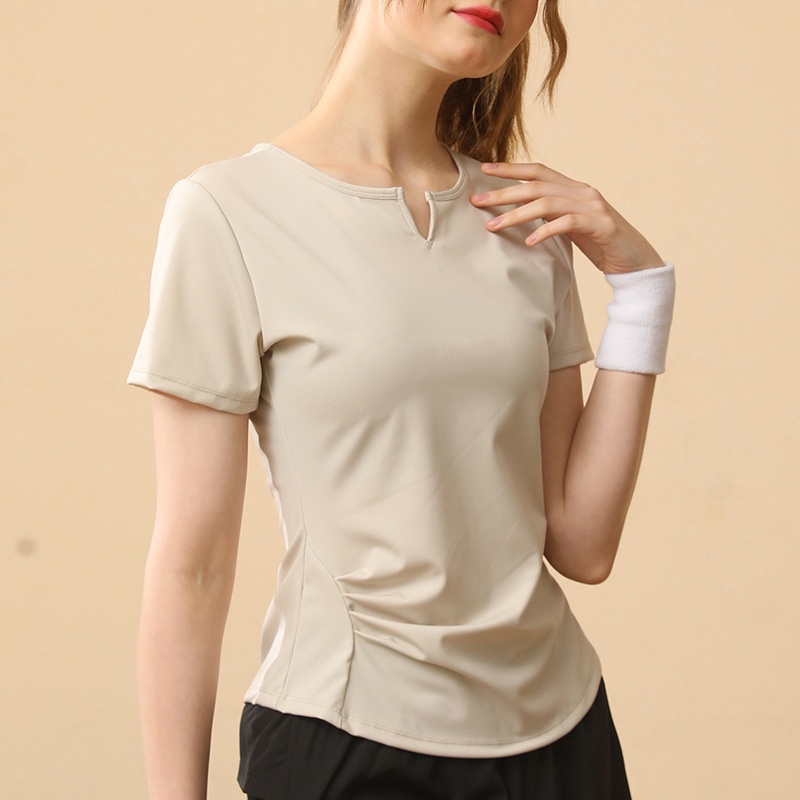 Vneck Short Sleeve Tshirt Women's Summer Shoulder Slim Fit Yoga Suit