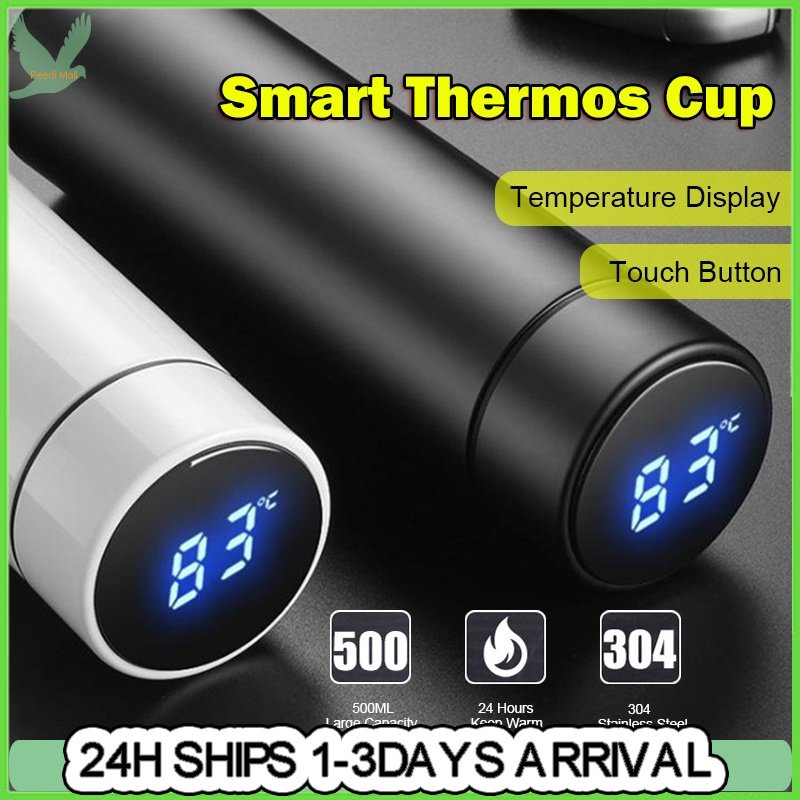 500ml Thermos Vacuum Cup Tumbler Flask Shows Temperature Cups Smart LED