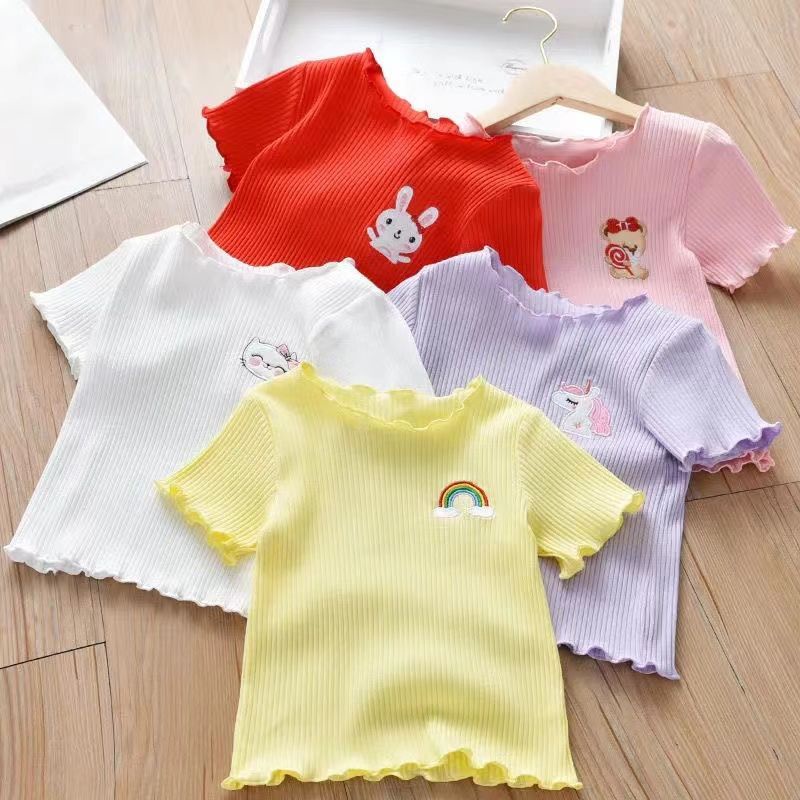 【Girls Tshirt】(1-9Y) (5 Colors) Short Sleeves Girl Baby T Shirt Kids ...