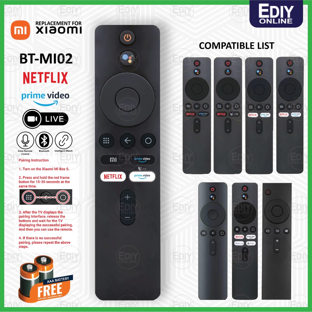 UNIVERSAL REMOTE CONTROL FOR XIAOMI Mi TVStick Box S PRIME LIVE SMART ...