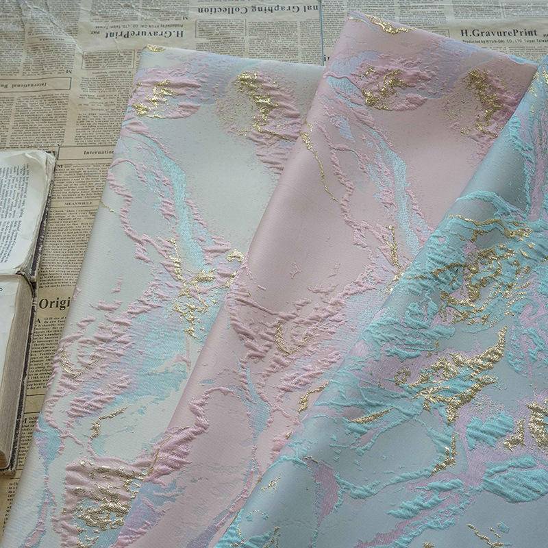 [1 Meter]Gilt Irregular Mountain Relief Yarn-dyed Jacquard Fabric ...