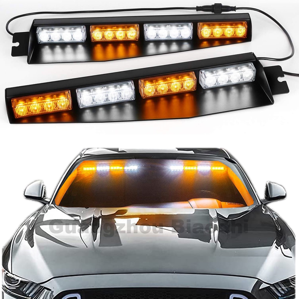 Car Truck Interior Amber White 32 LED Visor Light Bar Windshield Dash