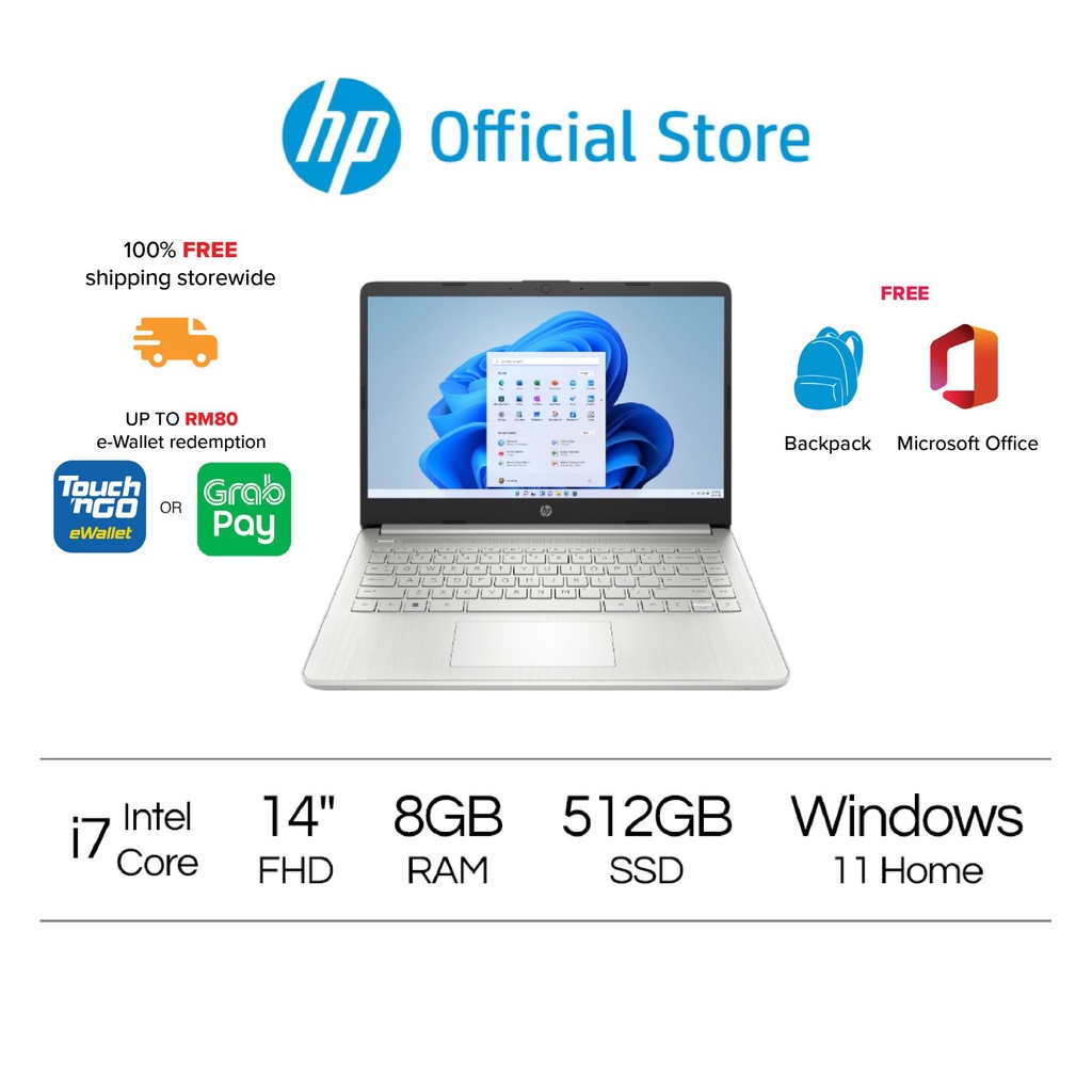 HP 14 Laptop - 12th Gen Intel Core i3-1215U - 1080p Windows 11