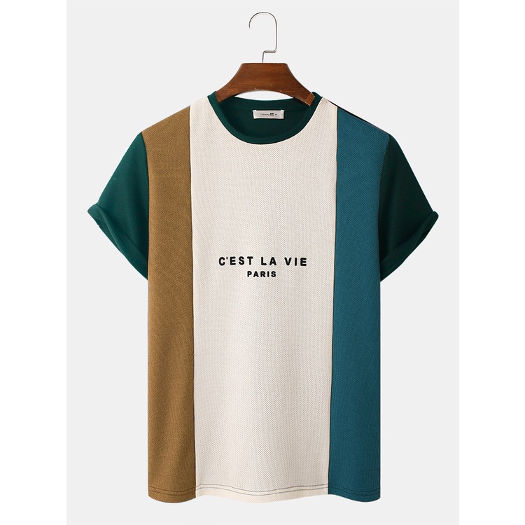 ChArmkpR Summer Tops Men T-shirts Short Sleeve Letter Pattern Knitted ...