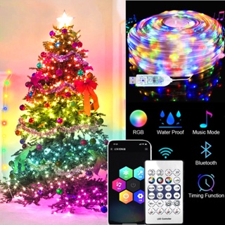 Christmas Tree Rgb Lights Smart Bluetooth Control Usb Led String Lamp  Outdoor App Remote Control Garland Fairy Lights Decoration