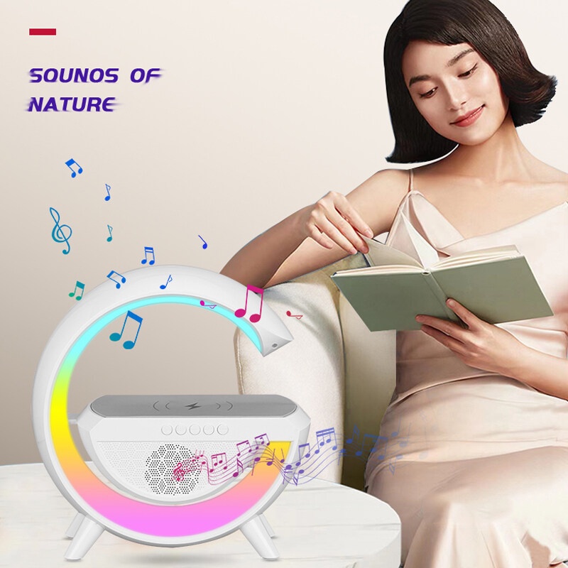 15W LED Atmosphere Light RGB Wireless Charger Bluetooth Speaker Table ...