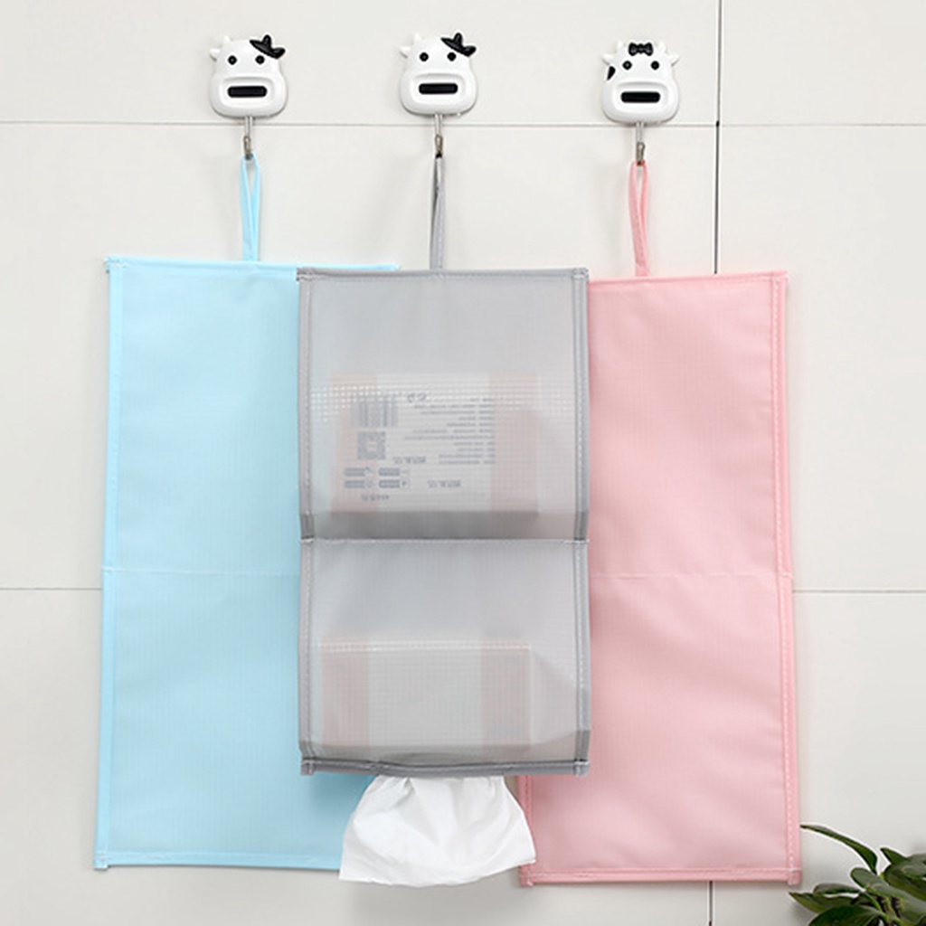 HLAg_ Waterproof Toilet Paper Storage Bag Collapsible PEVA Anti