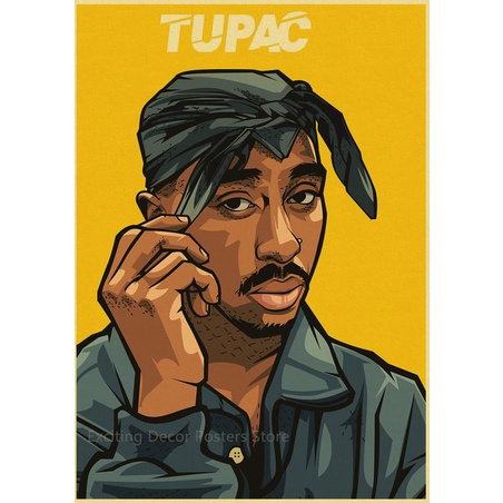 Hip Hop Singer Tupac Poster Print Posters Rapper 2PAC Kraft Paper ...