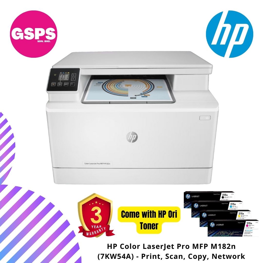 Hp Color Laserjet Pro Mfp M182n 7kw54a Print Scan Copy Network Shopee Malaysia 7952