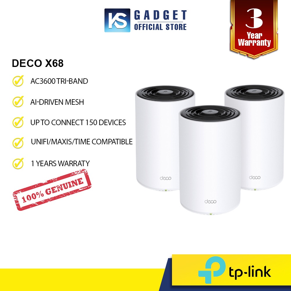 TpLink Deco X68 2 Pack AX3600 Whole Home Mesh WiFi 6 System Deco X68 1