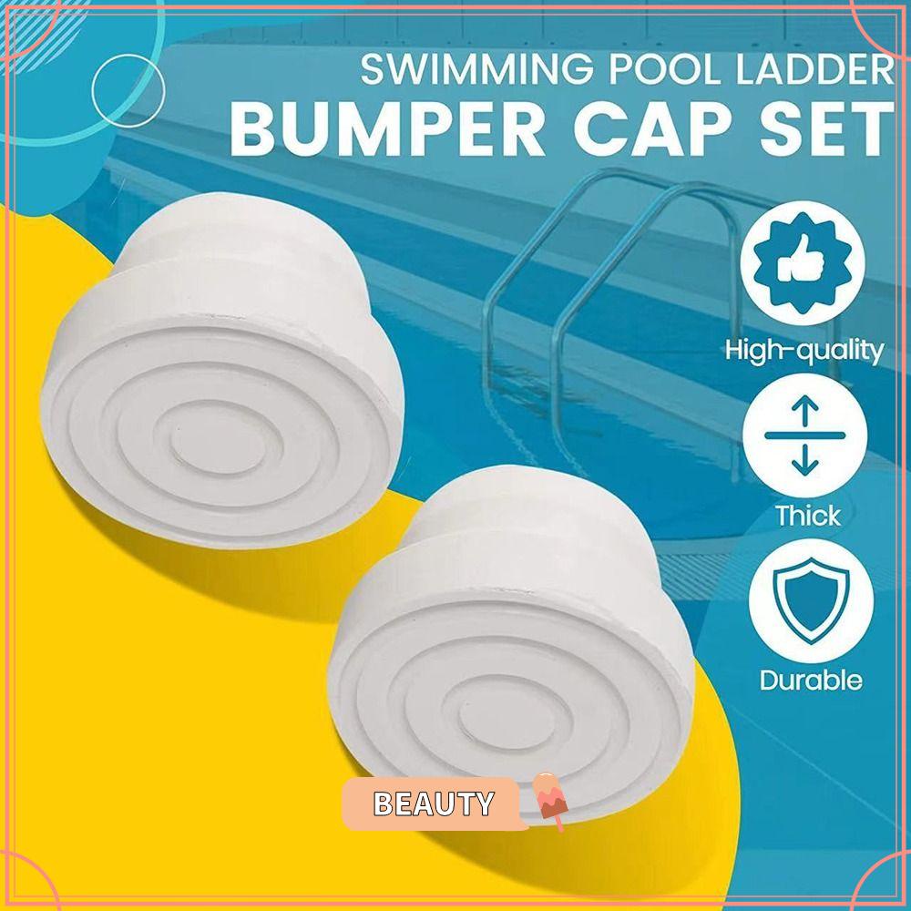 BEAUTYONE 2pcs Ladder Rubber Plug, White Pool Steps Ladder Bumper