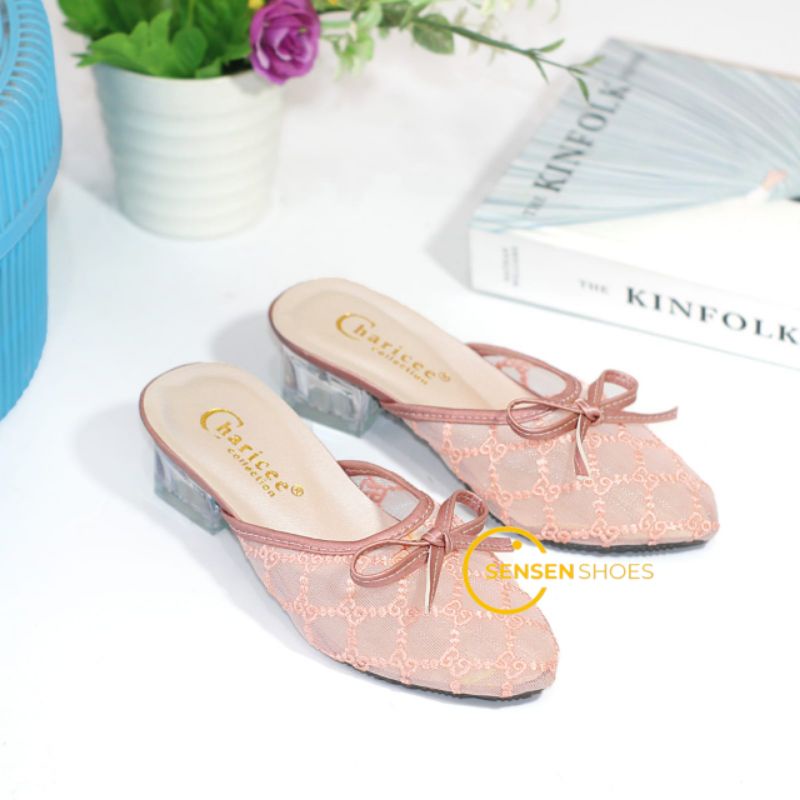 Sandals Heels Girls Glass Heels Brocade Mesh Ribbon Ashley Heels/JK -01 ...