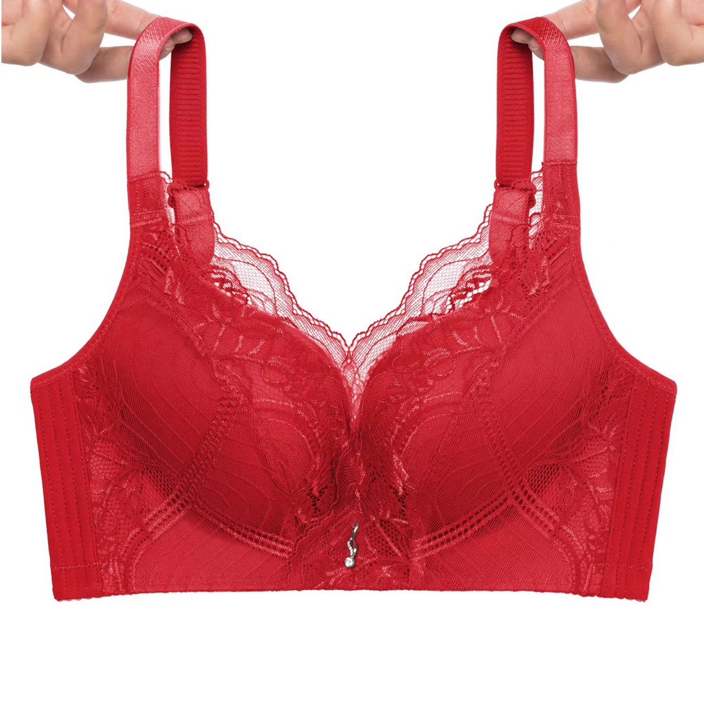 Women DeepV Lace Bras Side Support Push Up Bra Wireless Sexy Bra
