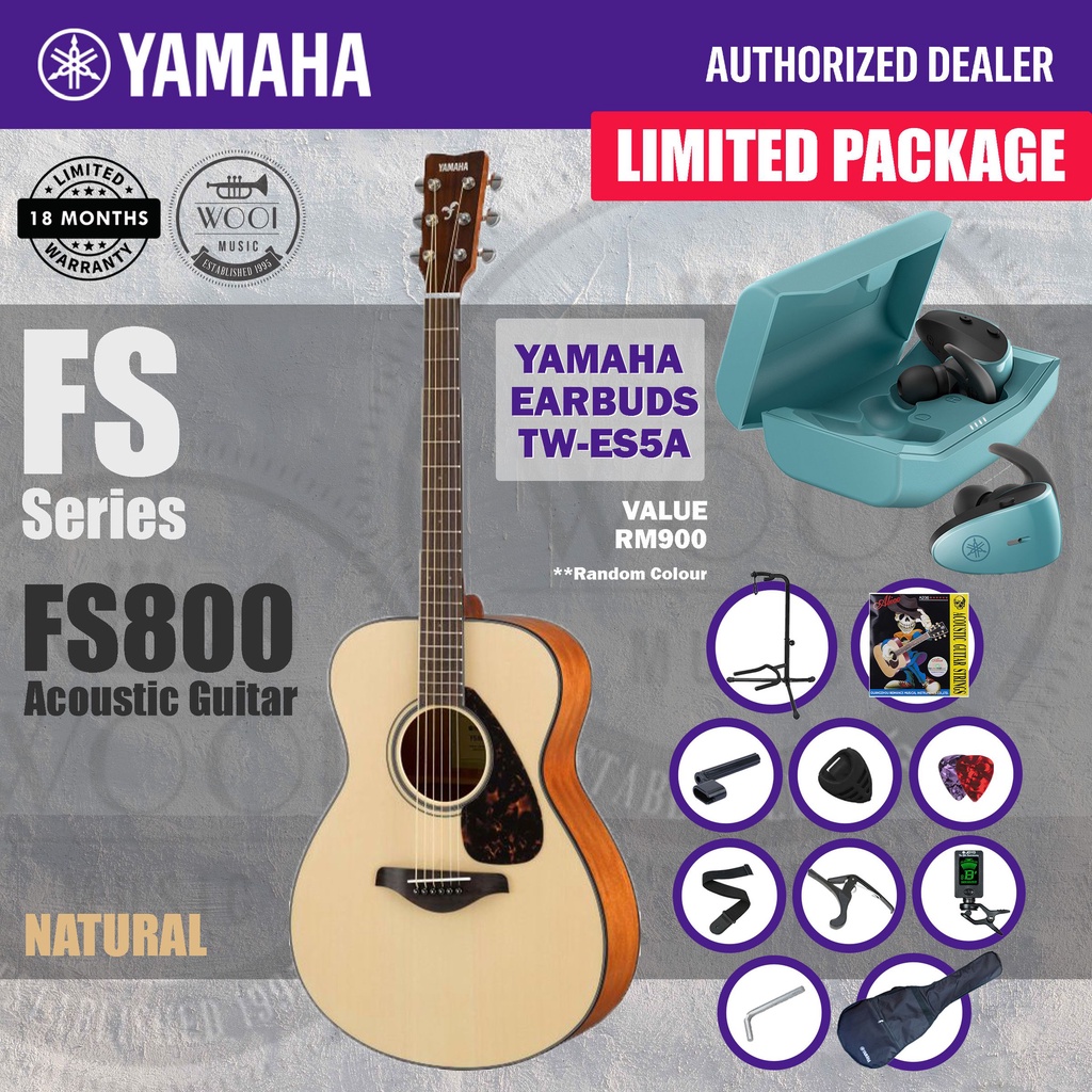 Yamaha FS800 Small Body Solid Top Acoustic Guitar, Natural