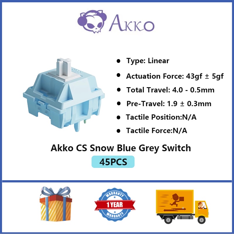 Akko CS Snow Blue Grey Switch 5 Pin 43gf Linear Switch Compatible with