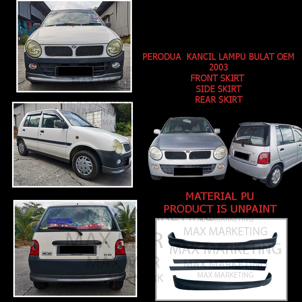 Perodua Kancil 2003 Lampu Bulat Full Set Oem Front Skirt Side Skirt