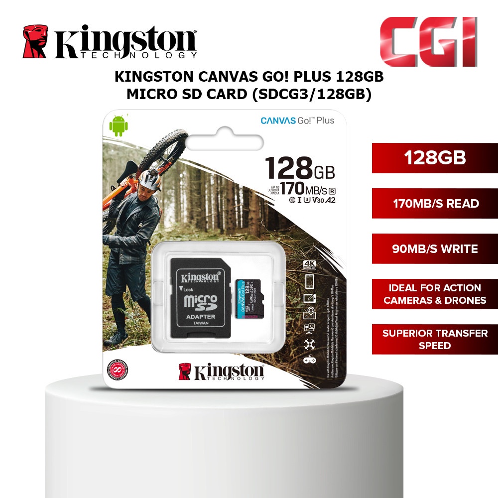 Kingston-tarjeta de memoria Micro SD SDCG3, 64GB, 128GB, 256GB, hasta 170 MB/s, V30, U3, TF