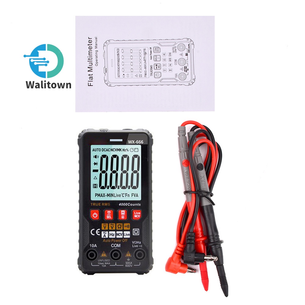 WX666 Rechargeable Digital Multimeter Color LCD Display 4000 Counts