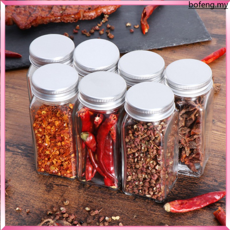 Spice Container Transparent Glass Spice Jar Storage Rack 12 PCS