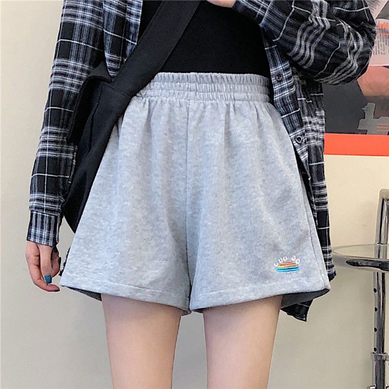 Summer Fashion Casual Loose Shorts Women Plus Size Grey Sports Shorts