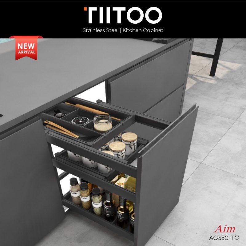 [TIITOO] Aluminium Pull Out Sauce Rack / Pull Out Basket / Kitchen ...