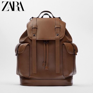 Mens leather backpack on sale zara