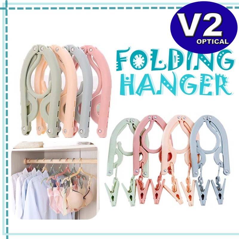 (1 PCS) Folding Hanger Portable Travel Foldable Plastic Hanger Non-slip ...