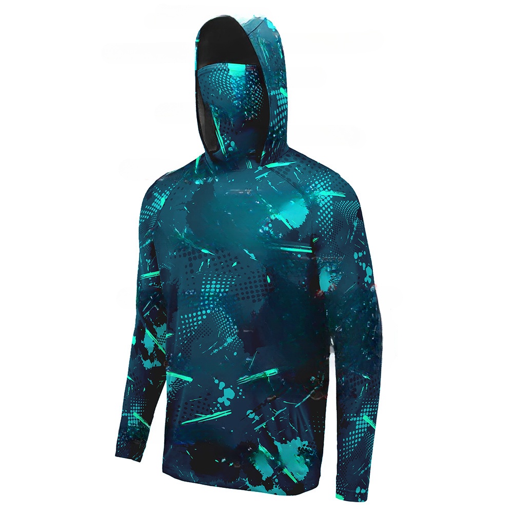 Pelagic professional fishing hoodie with mask anti-uv sun protection  clothes fishing shirt breathable camouflage fishing jersey