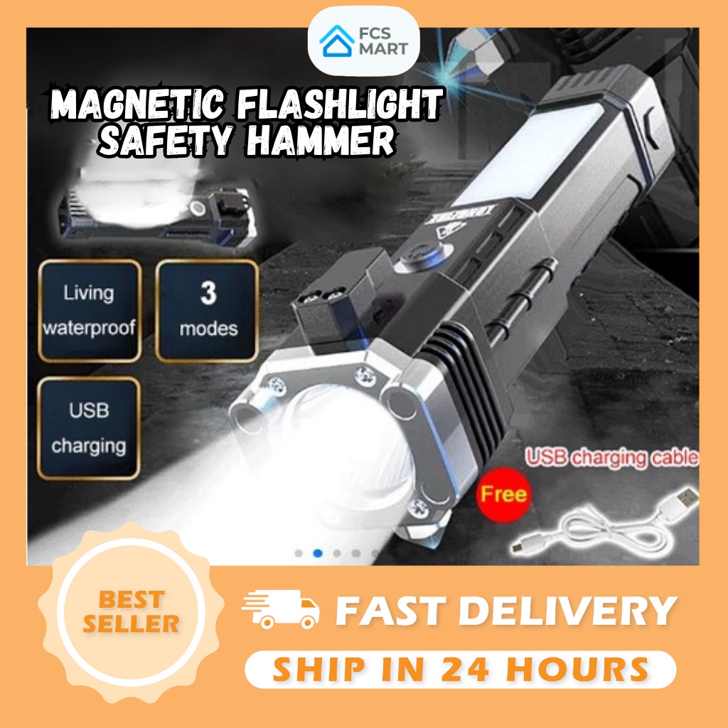 Adjustable LED car emergency flash light safety hammer utility vehicle