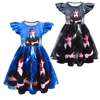 Wednesday Addams Cosplay For Girl Costume New Vestidos For Kids