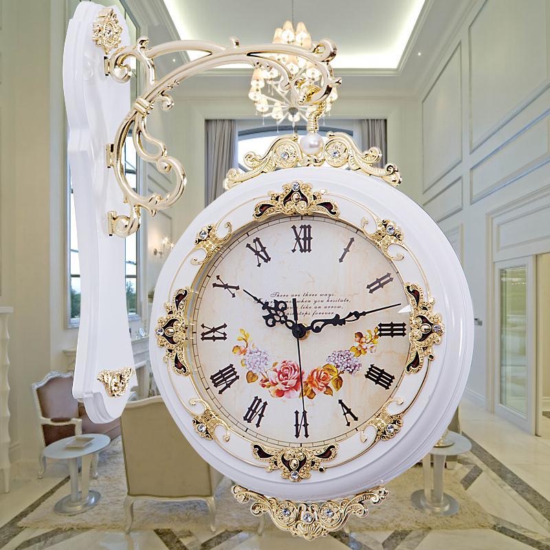 Clock ABS Doublesided Wall Clock Living Room European Silent Quartz