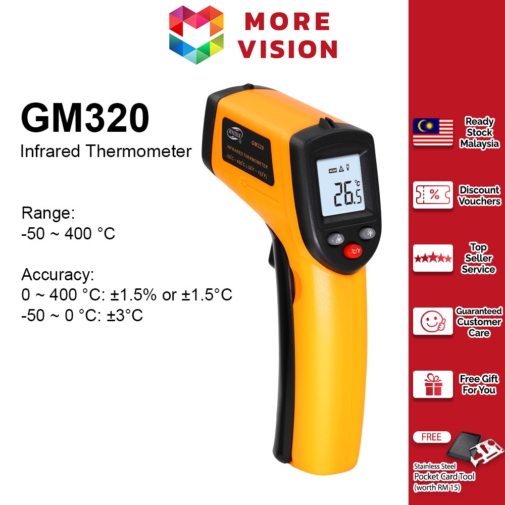 GM320 High Accuracy Thermometer Industrial Infrared Food Laser LCD