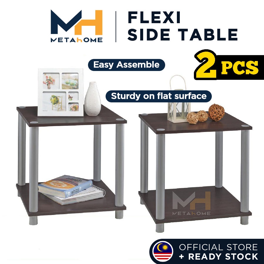 MetaHome 2pcs Set Flexipole Side Table No Tools Required Table Home