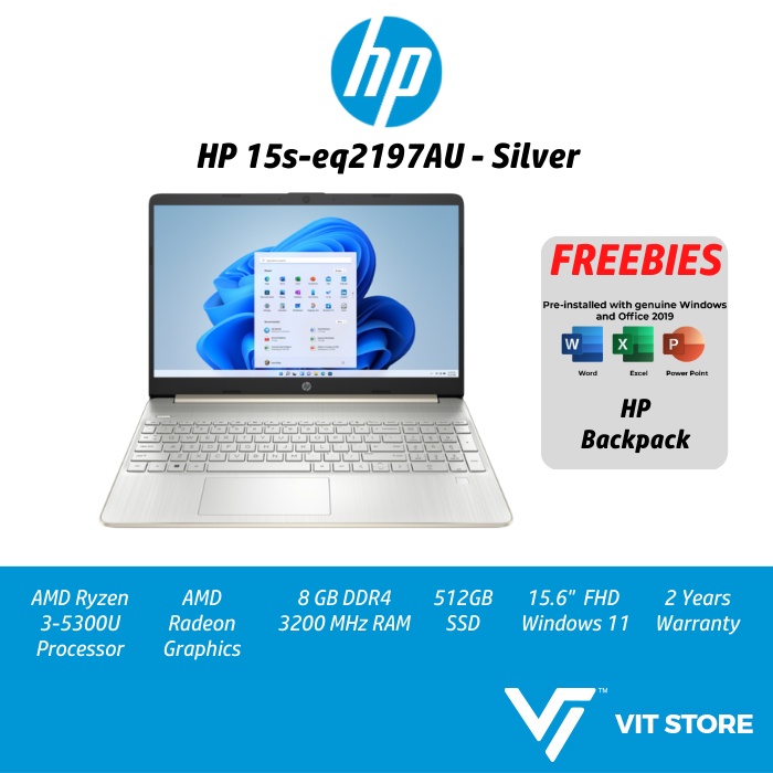 Hp 15s Eq2196au Gold 15s Eq2197au Silver 15s Eq2195au Blue Amd Ryzen 3 5300u 8gb 512gb 156 8617