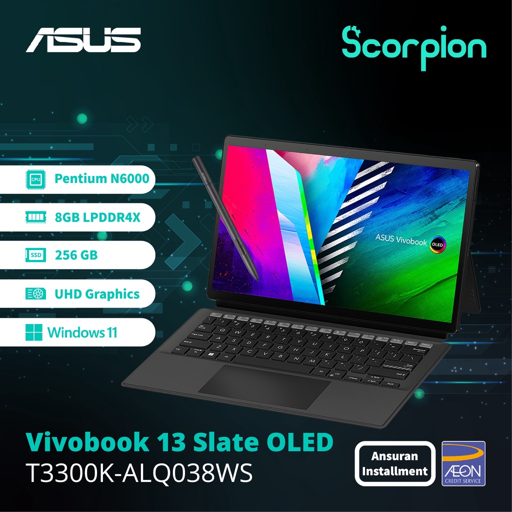 Asus Vivobook 13 Slate Oled T3300k Alq038ws Laptop（aeon Credit Services 36 Monthly Installments 6467