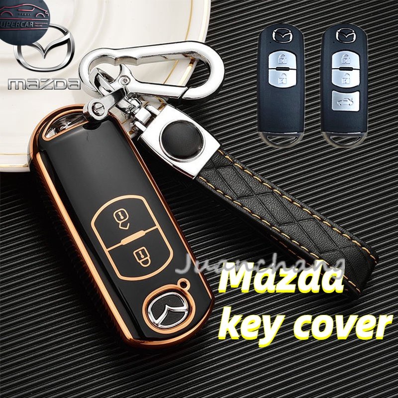 Ontto Cover Per Chiave Auto In TPU Morbido Per Mazda 2-3-5-6 CX-3 CX-5 CX-7 CX-9 MX5 (2015-2017), Custodia Protettiva 2 Pulsanti, Viola Chiaro