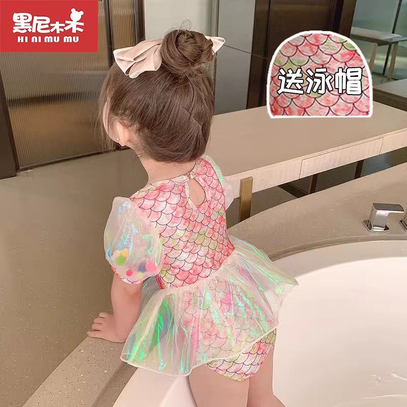 swimwear 美人鱼泳衣 女童洋气儿童泳装 连体女孩公主游泳服 Mermaid swimsuit girls Western style ...