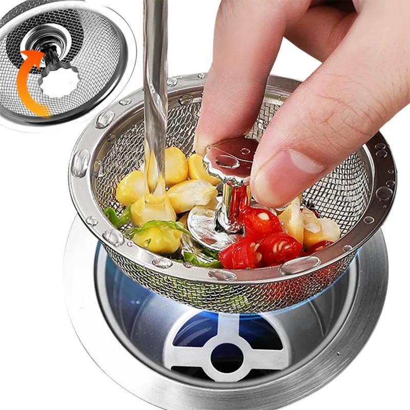 Kitchen Sink Strainer with Stopper / Stainless Steel Drain Mesh Filter