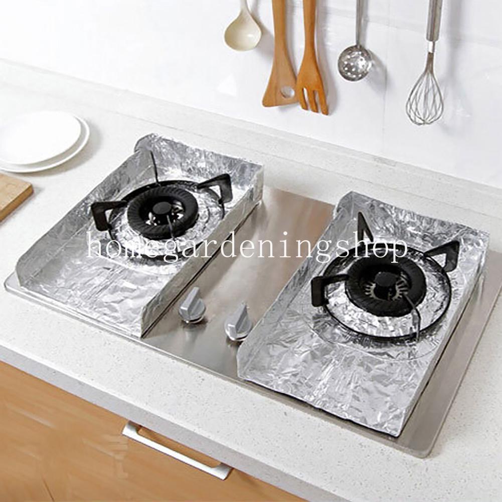 2pcs/set Reusable Gas Stove Burners Covers Aluminum Foil Surface