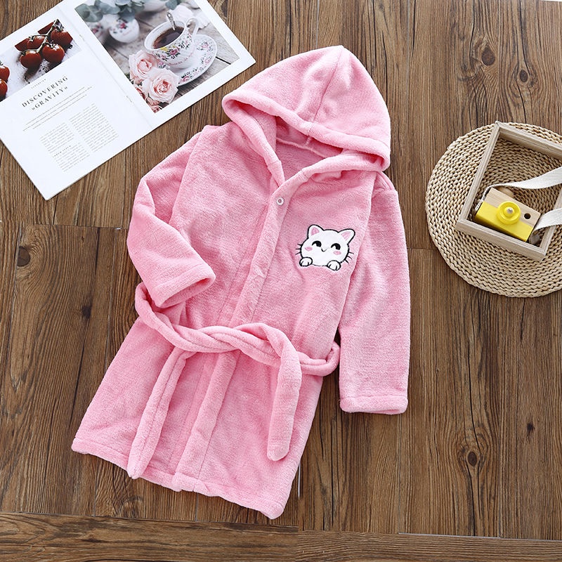 1pc Pink Bath Towel Style Wearable Cape With Hooded Bathrobe For Women,  Short Sleeve, Velvet, Home Dress