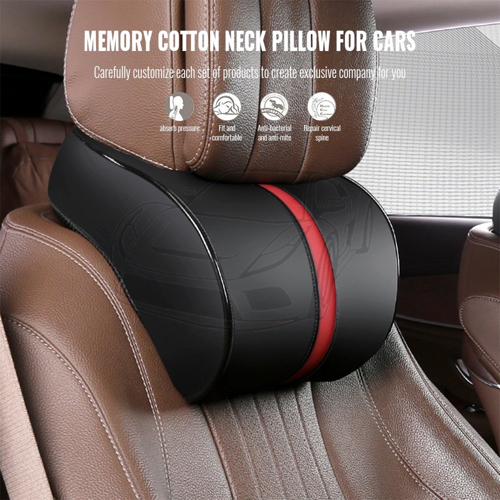 Auto PU Leather Neck Pillow Car Memory Foam Headrest Neck Rest Seat Headrest Cushion Pad Relieve