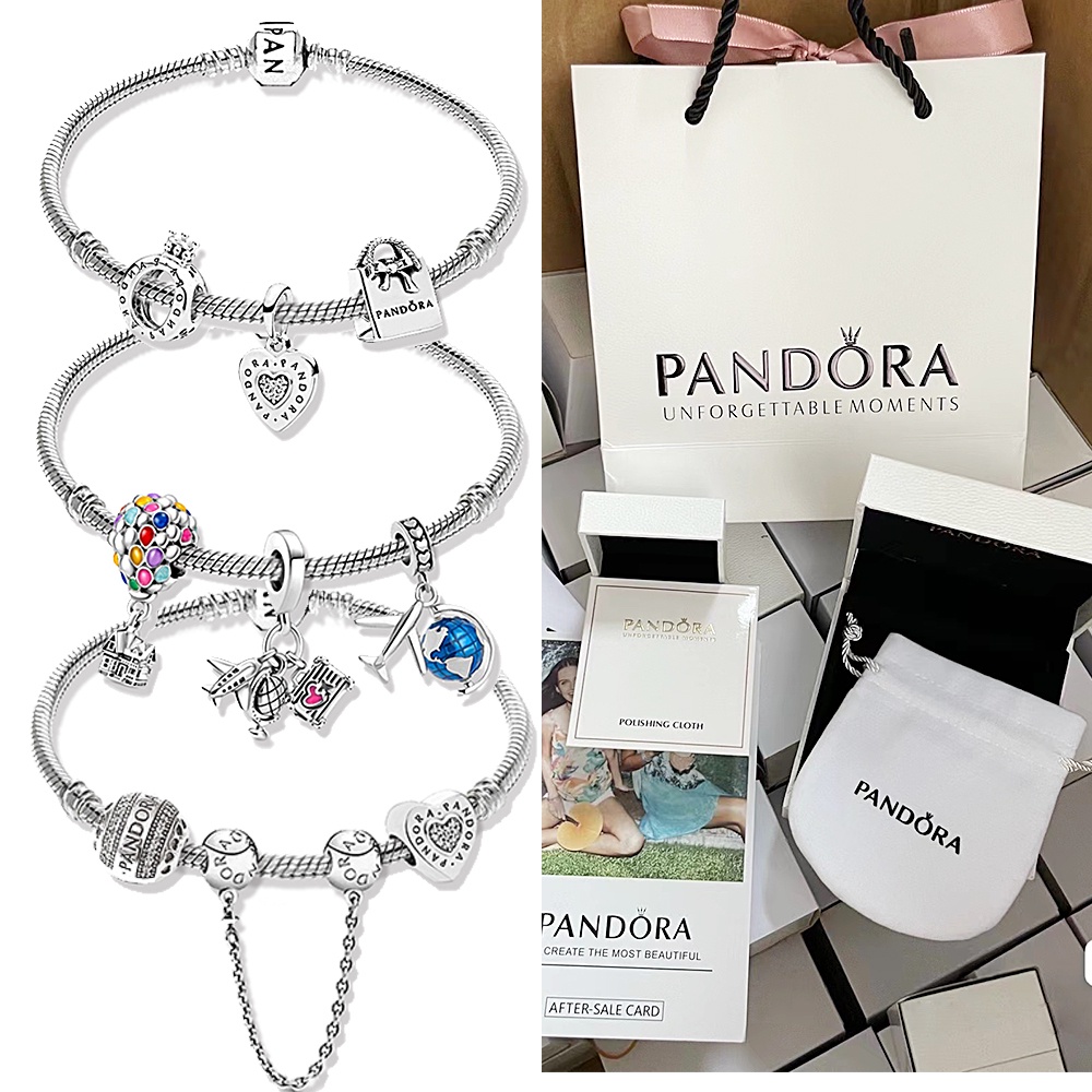 Pandora Bracelet with Disney Silver Bath With Box Soft Chain Bag ...