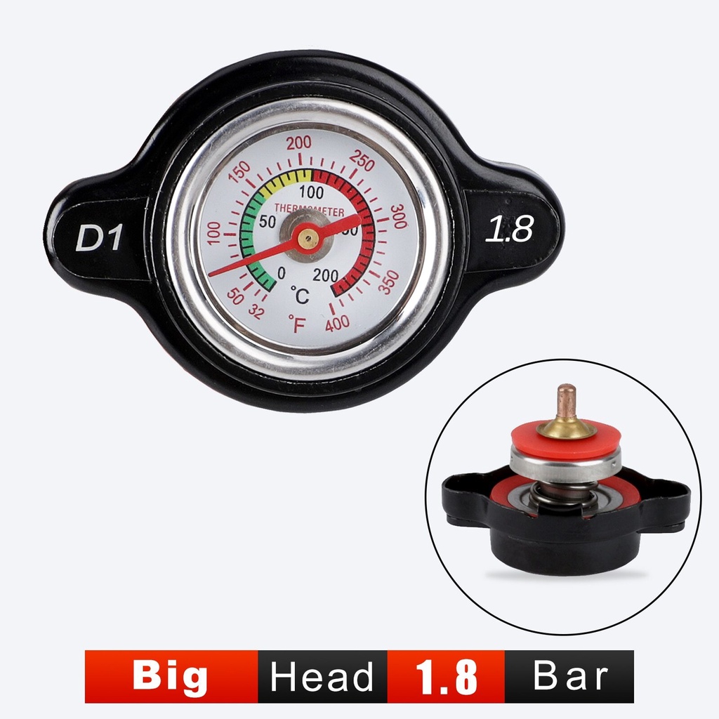 1.8 Bar High Pressure Radiator Cap 25.6Psi With Temperature Gauge For ...