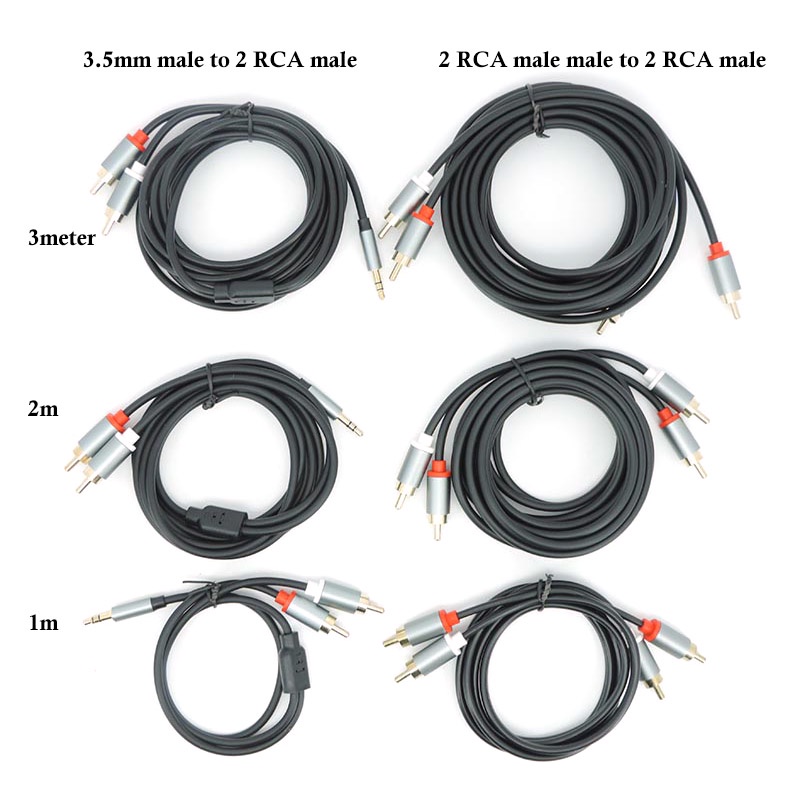 1/3/2m RCA Audio 3.5mm Jack male Jack 2RCA to 2RCA Male Cable Double