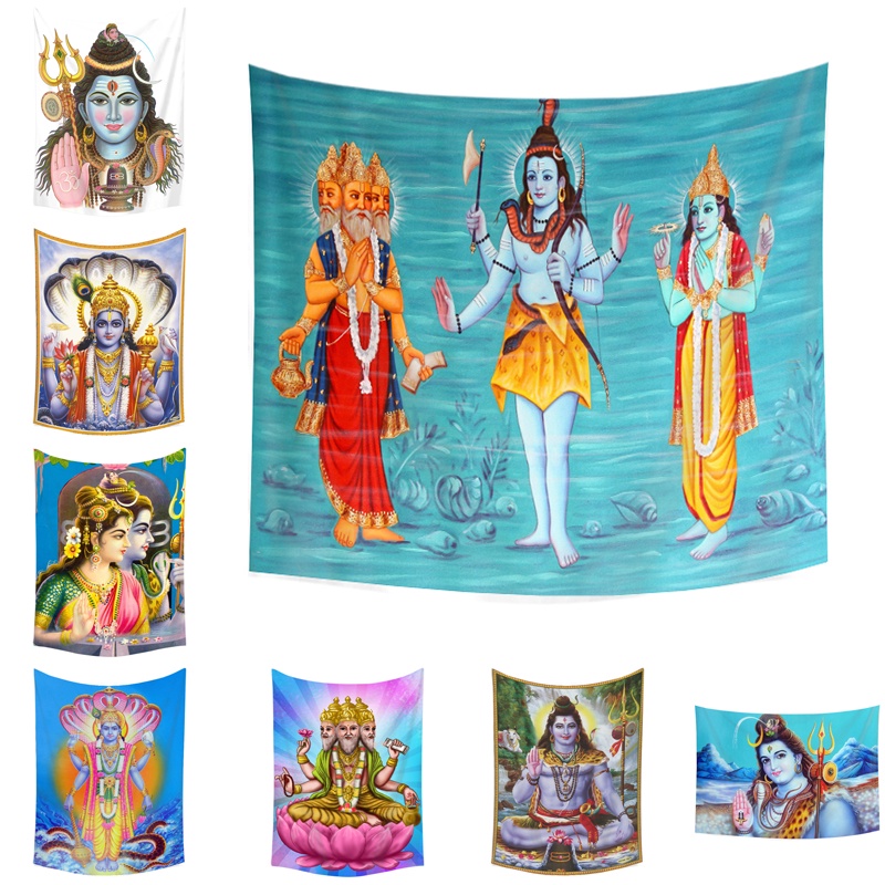 Tapestry with Clips Brahma ，Vishnu ，Shiva Tapestry Polyester Living