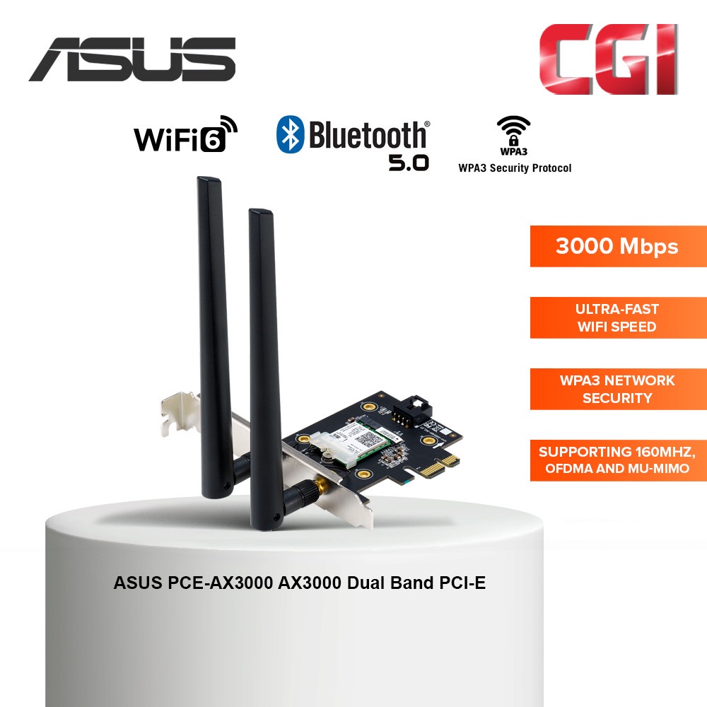 Asus Pce Ax3000 160mhz Bluetooth 5 0 Ofdma And Mu Mimo Dual Band Pci E Wifi 6 Shopee Malaysia