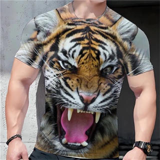 Men's tiger 3d Short Sleeve Clothes Creative Animal Digital O-neck